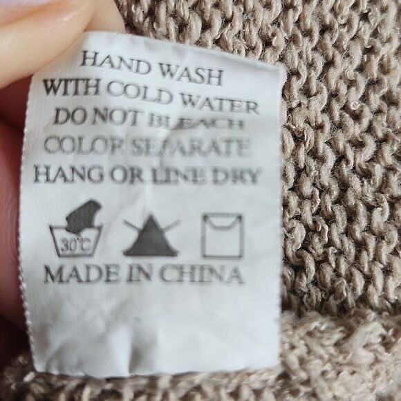 Dreamers By Debut Short Sleeved Oversized Taupe Tan Sweater, M/L - Picture 7 of 7